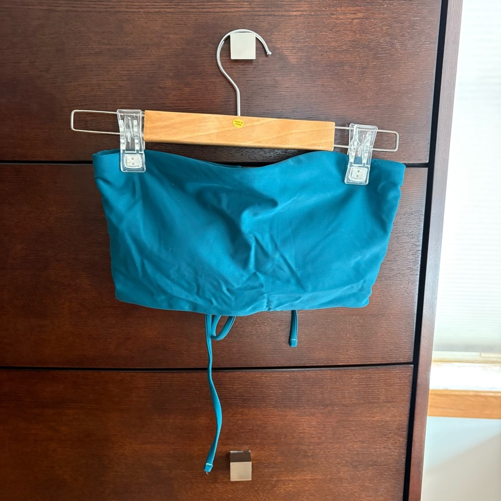 Blue-Green Strapless Swim Top